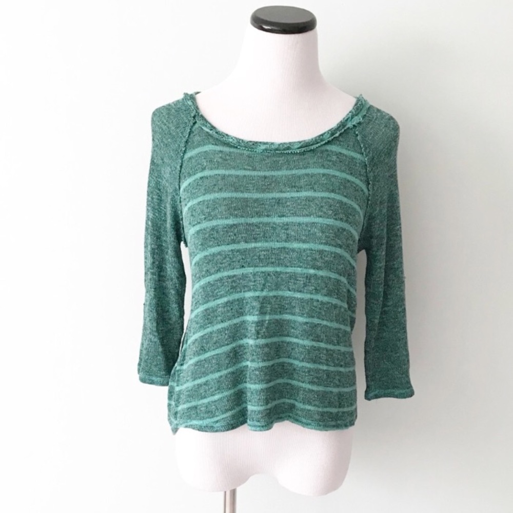 Free People We the Free green striped Top hi low